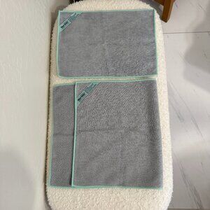 Norwex Diamond Textured Kitchen Towel & Cloth Set (Graphite & mint green trim)